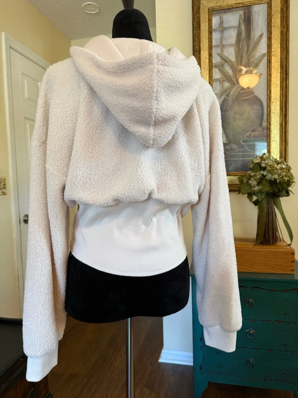 Victoria’s Secret Teddy Fleece Corset Full Zip Hoodie Ivory Large